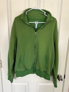 GAP Green Full Zip Mock Neck Fleece Sweatshirt Jacket L